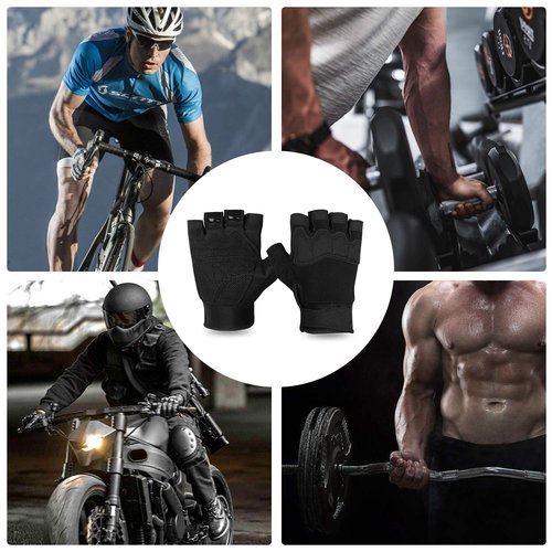 FIORETTO Fingerless Gloves for Airsoft Shooting Half Finger Hunting Hiking Cycling Driving Motorcycle Climbing Work Gloves Black Medium