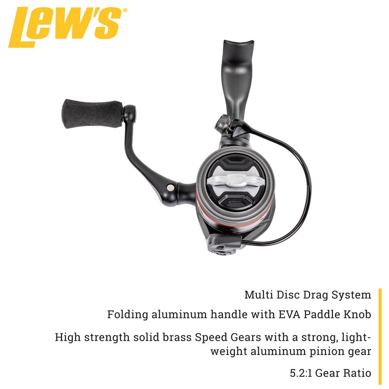 Lew’s Speed Spin CRX Spinning Fishing Reel, Size 100 Reel, 9+1 Bearings, 5.2:1 Gear Ratio, Graphite Frame and Sideplate, Solid Brass Speed Gears