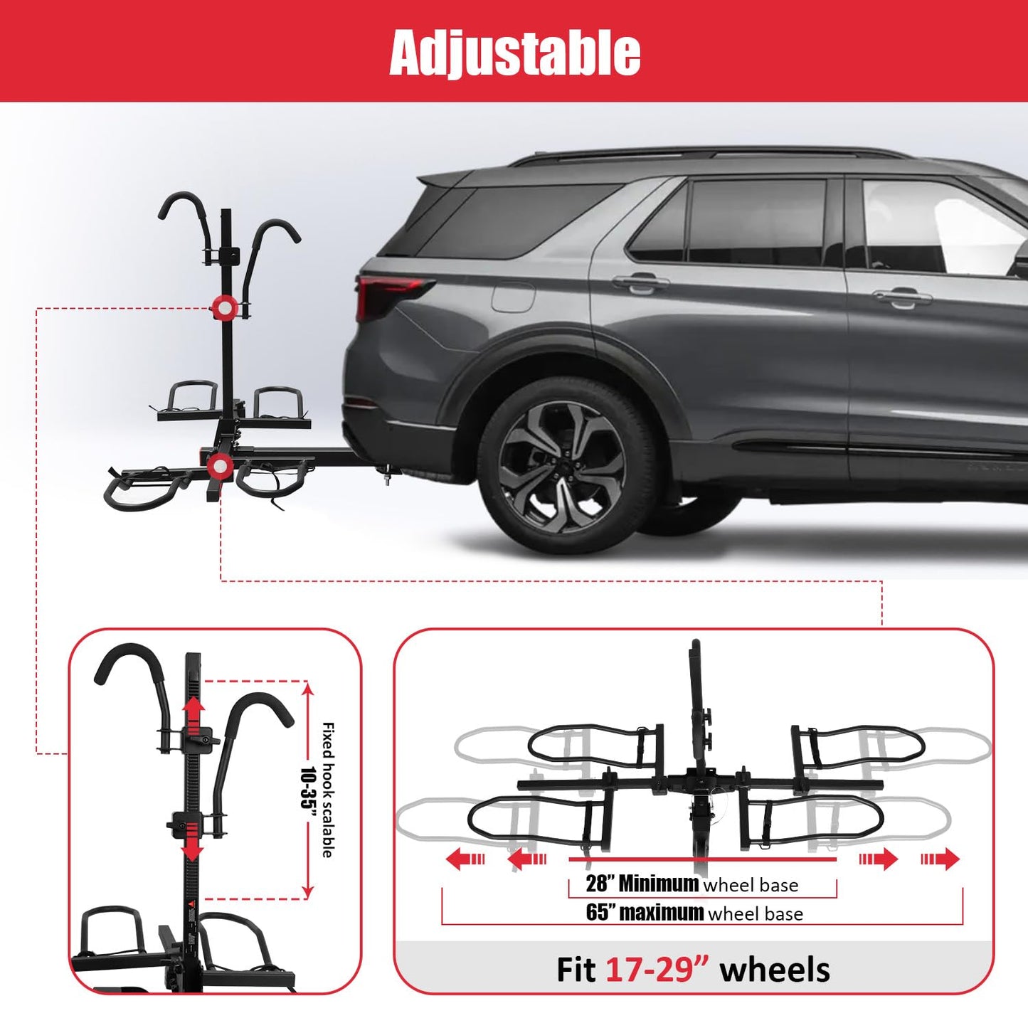FORWODE Bike Rack Hitch Mount Platform Style, 2-Bike 200 lbs Capacity, Wobble-Free, Tilting & Folding with Locking System, Heavy-Duty Steel, Fits Up to 5" Fat Tires, E-Bikes & MTB - 2" Receiver