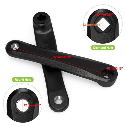 BAFANG Crank Arm 170mm Electric Bicycle Diamond Hole Crank Mid Motor Cranks Essential Parts Mid Motor Accessory BBS01 BBS02 HD Electric Bikes Part E Bike Crank Leg
