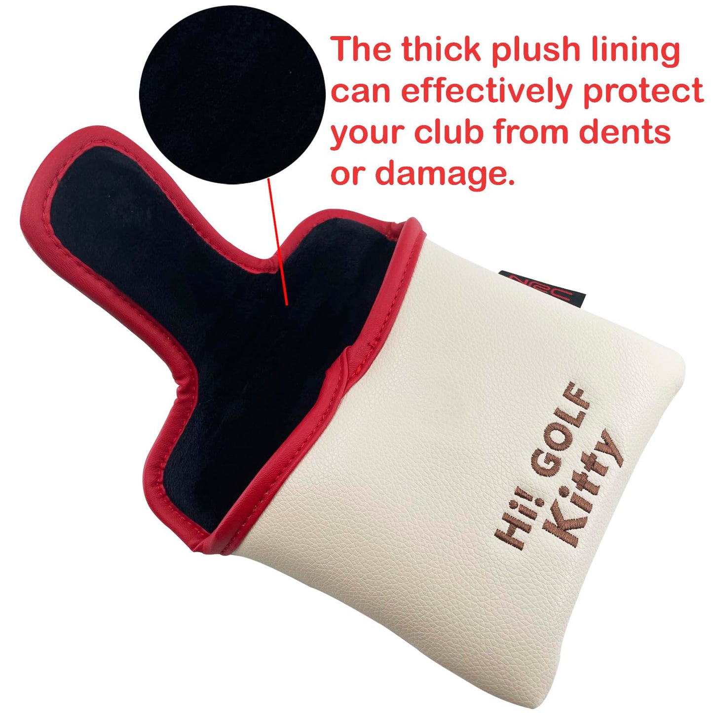 Gbourly Golf Club Heel Shaft Square Mallet Putter Cover Lucky Cat PU Leather Headcover with Magnetic Closure