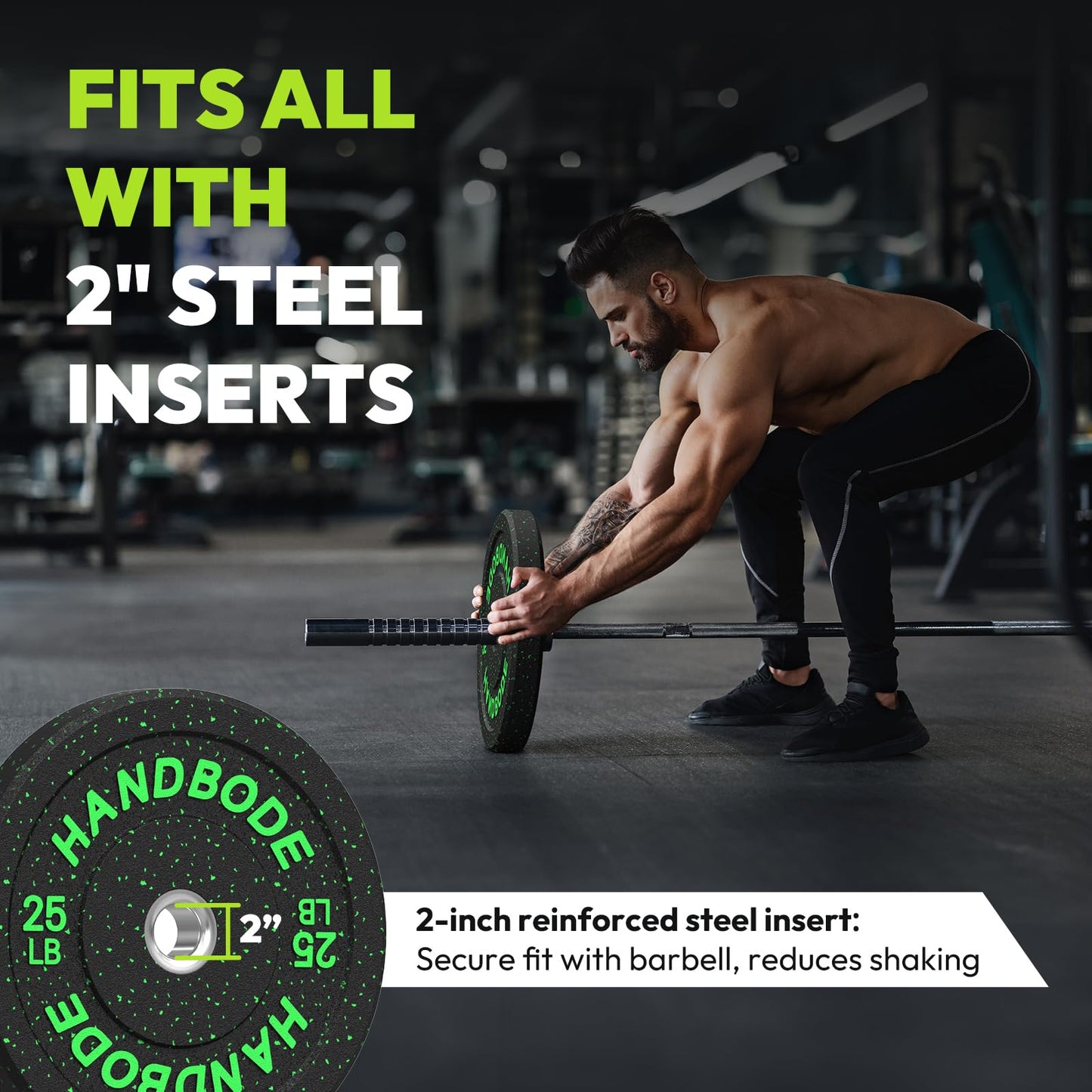 HANDBODE Bumper Plates High-Bounce Olympic Weight Plates, Colored crumb rubber plate for Weight Lifting and Strength Training 100LB