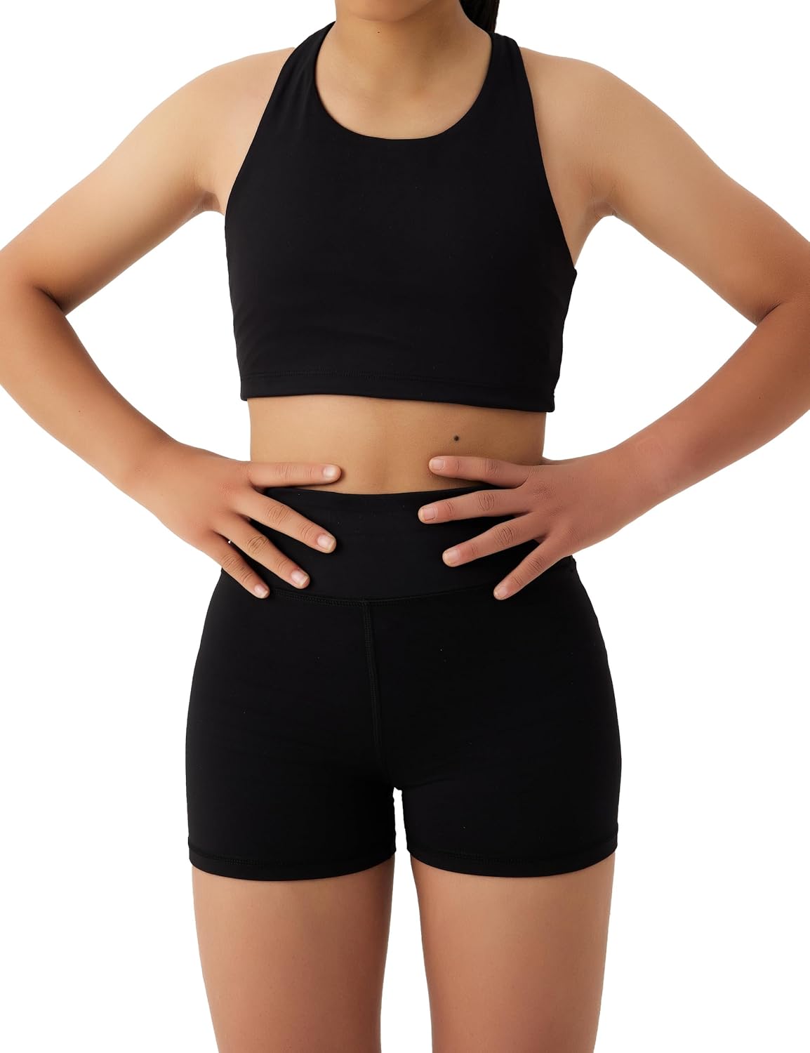 Skiennix Girls Athletic Biker Shorts - High Waisted, Soft Fabric, Hidden Pocket | Perfect for Dance & Yoga