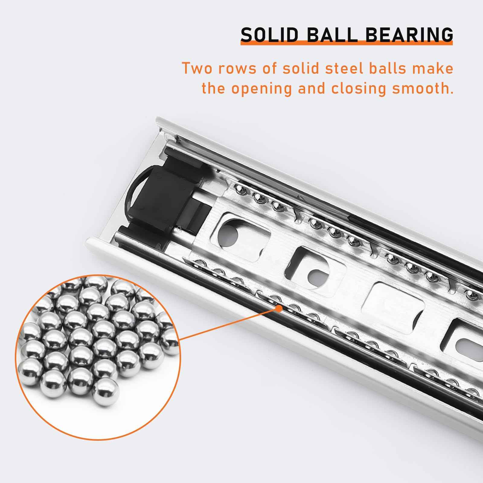 Probrico 1 Pair 22 Inch Rear/Side Mount Drawer Slides with Rear Mounting Brackets, Heavy Duty Ball Bearing Soft Close Drawer Glides, 3 Folds Full Extension Dresser Drawer Runners