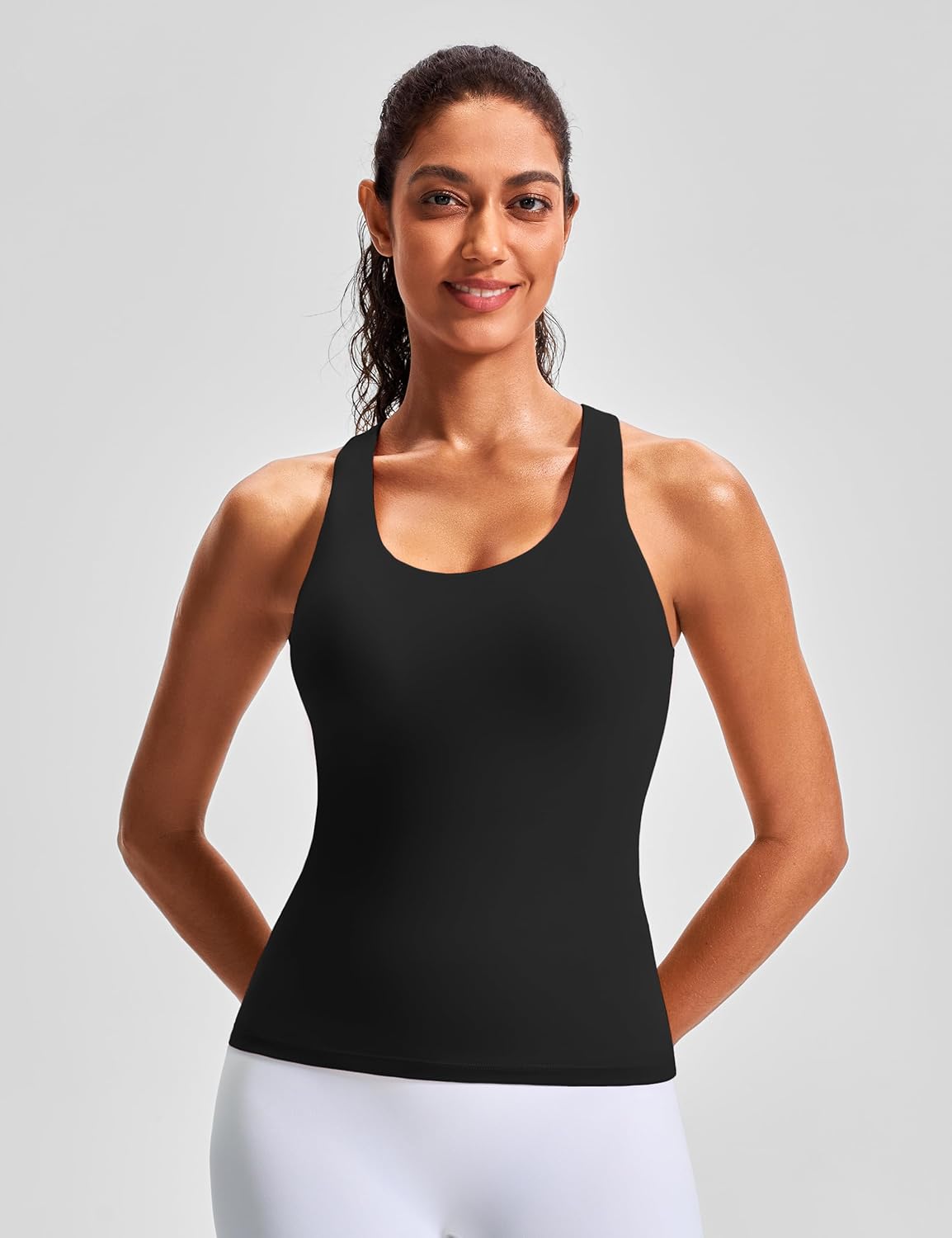 Skiennix Workout Tank Top - Built-In Bra Cross Back Design | Stretchy Athletic Yoga Camisole for Gym & Pilates
