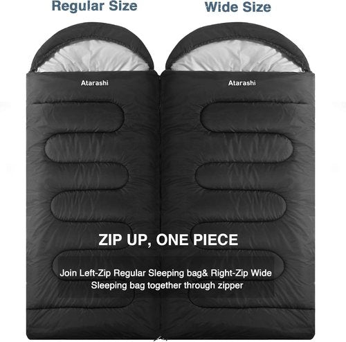 Atarashi Camping Sleeping Bag - 4 Seasons | Extra-Large, Lightweight & Warm with Compression Sack for Hiking & Outdoor Adventures