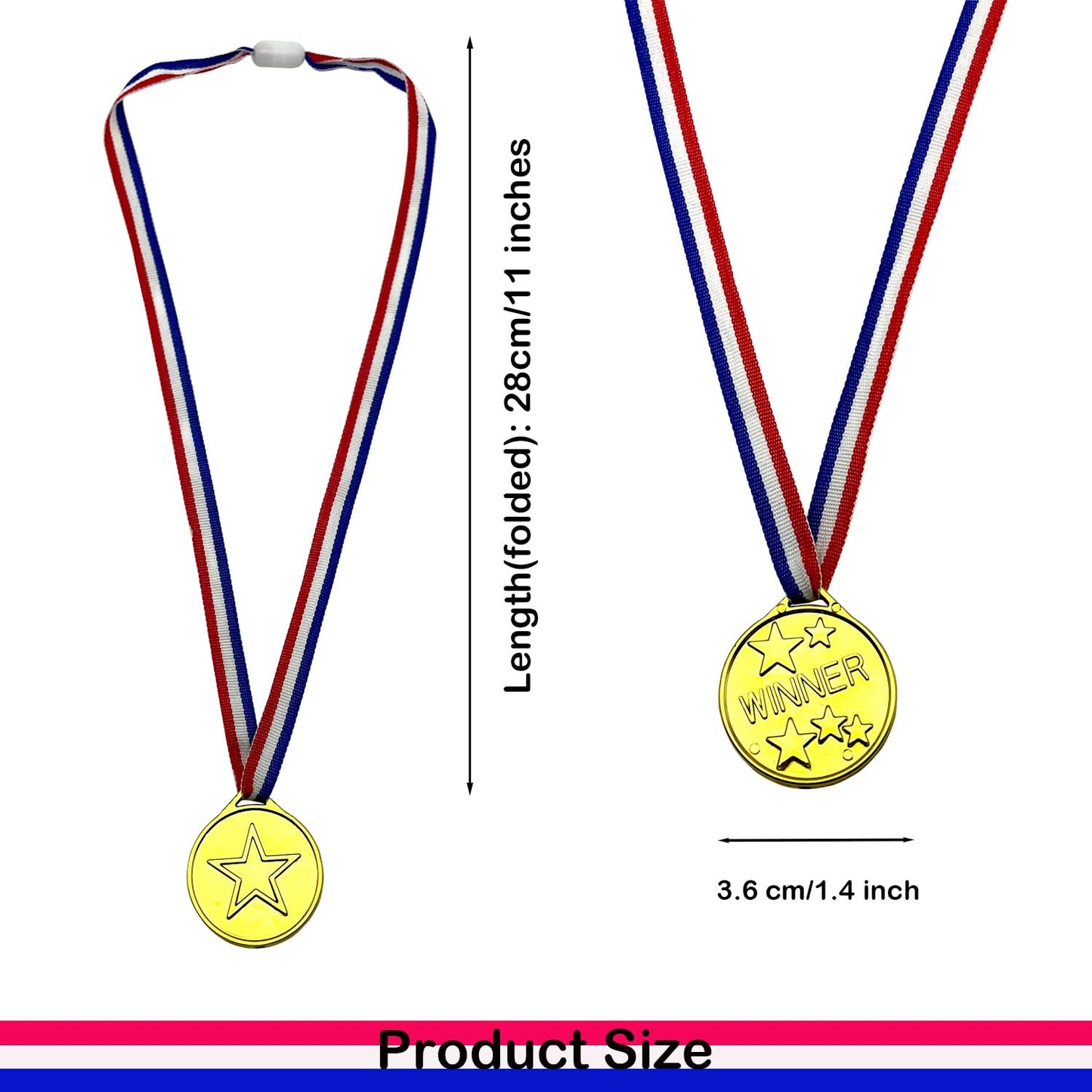 Oisinlas 72 PCS Plastic Winner Medals for Kids,Gold Medals for Awards for School Sports, Soccer Competition, Games, Talent Show, Gymnastic, Party Favors, Dress Up or Celebration Souvenir
