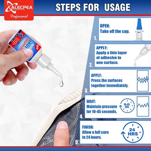 ALECPEA 30g Shoe Glue - Flexible Instant Adhesive for Sole Repair & Restoration - Waterproof Heavy Duty Sneaker Glue for Boots, Heels, Hiking Shoes, Leather & Rubber - Sets in 15 Seconds