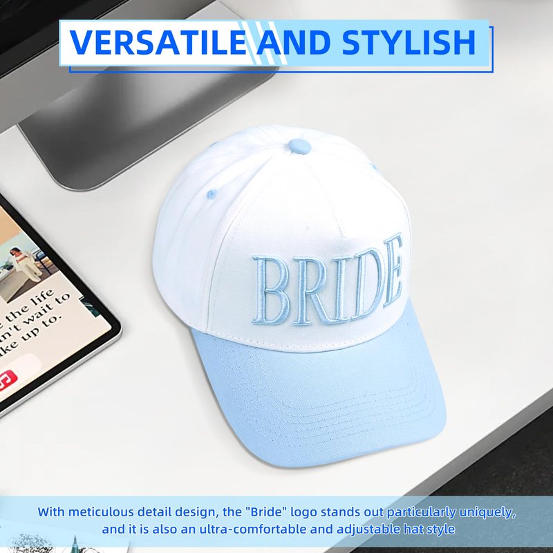 Bride Trucker Hat |Wedding Cap for Bride-to-Be， Engagement Bachelorette, Adjustable Wedding Cap，Bach Party Decorations,Party Honeymoon Anniversary Blue