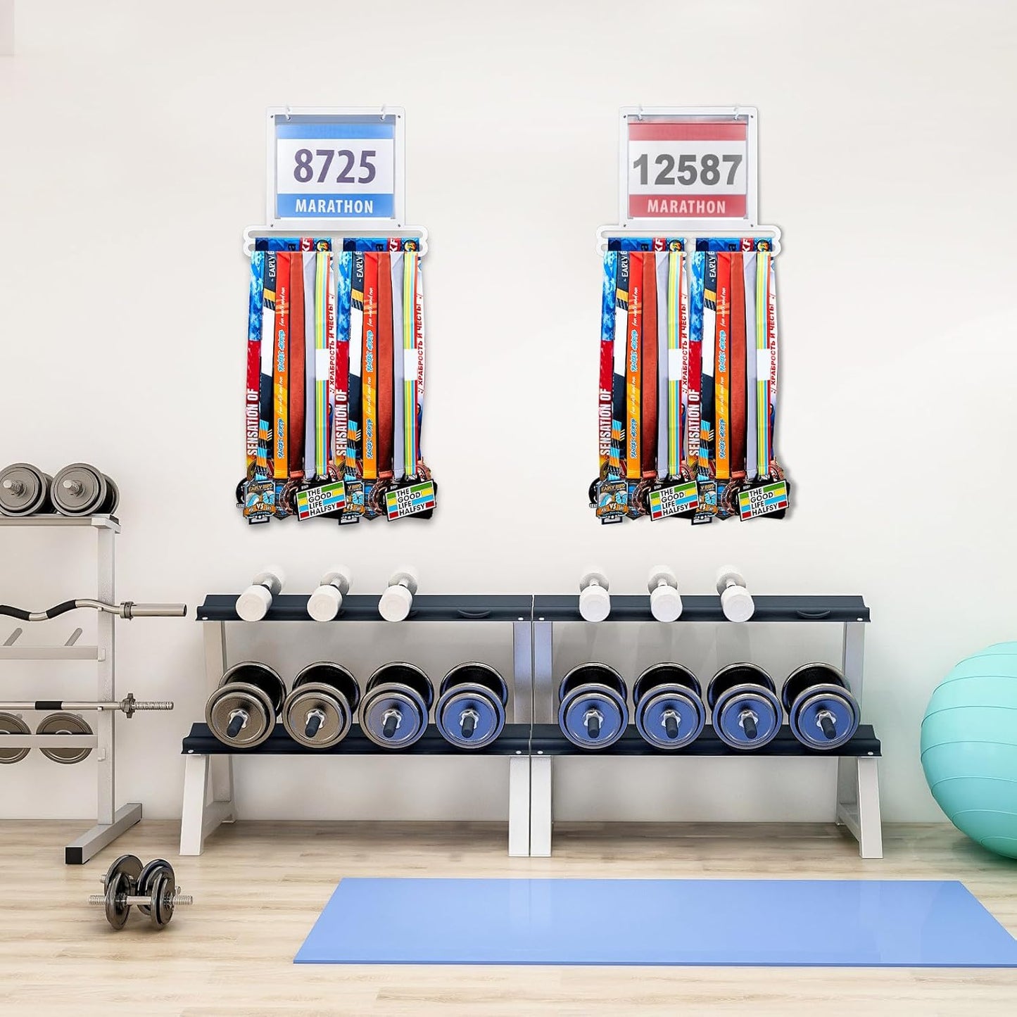 Moxweyeni Race Medal Display | Wall-Mounted Bib Holder for Runners - Perfect Gift Idea
