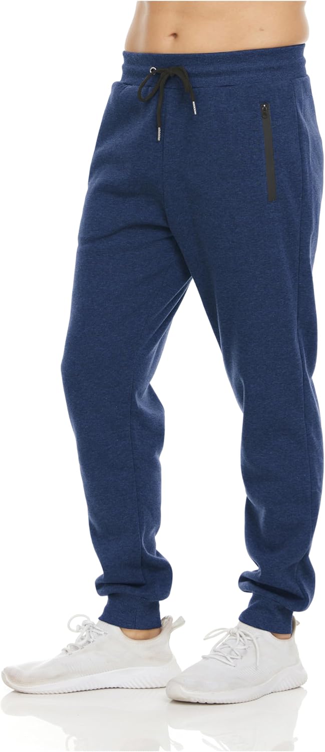 PURE CHAMP Men's Fleece Jogger Sweatpants - 3 Pack with Zipper Pocket | Sizes S-3XL