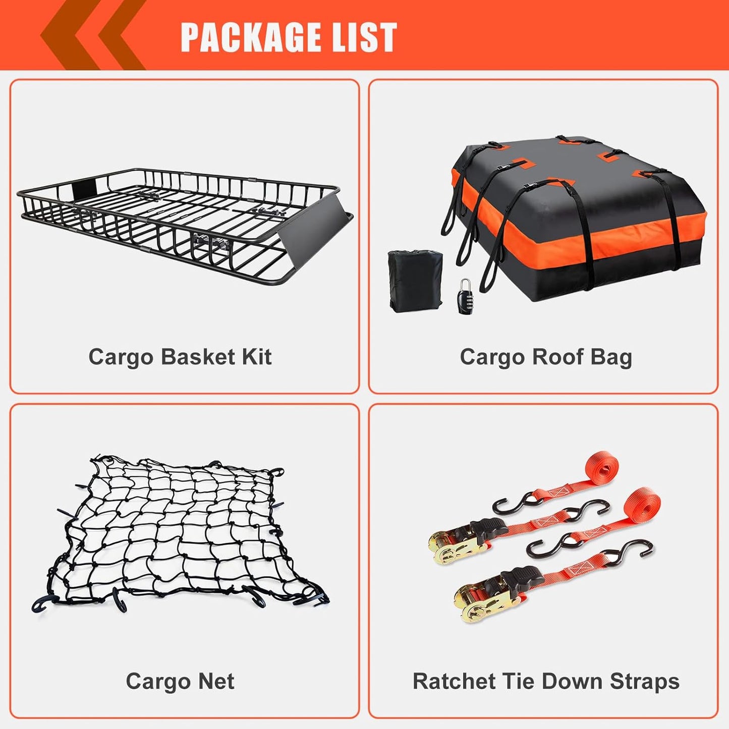 Skiennix Roof Rack Carrier Basket - Waterproof 20 Cu Ft Bag & Cargo Net | 200 Lbs Capacity, Universal Fit