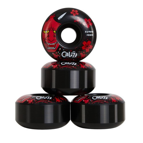 Cal 7 Catch-22 Skateboard Wheels, 52mm & 100A, Black & White Design, Great for Trick, Street & More (Black Oni)