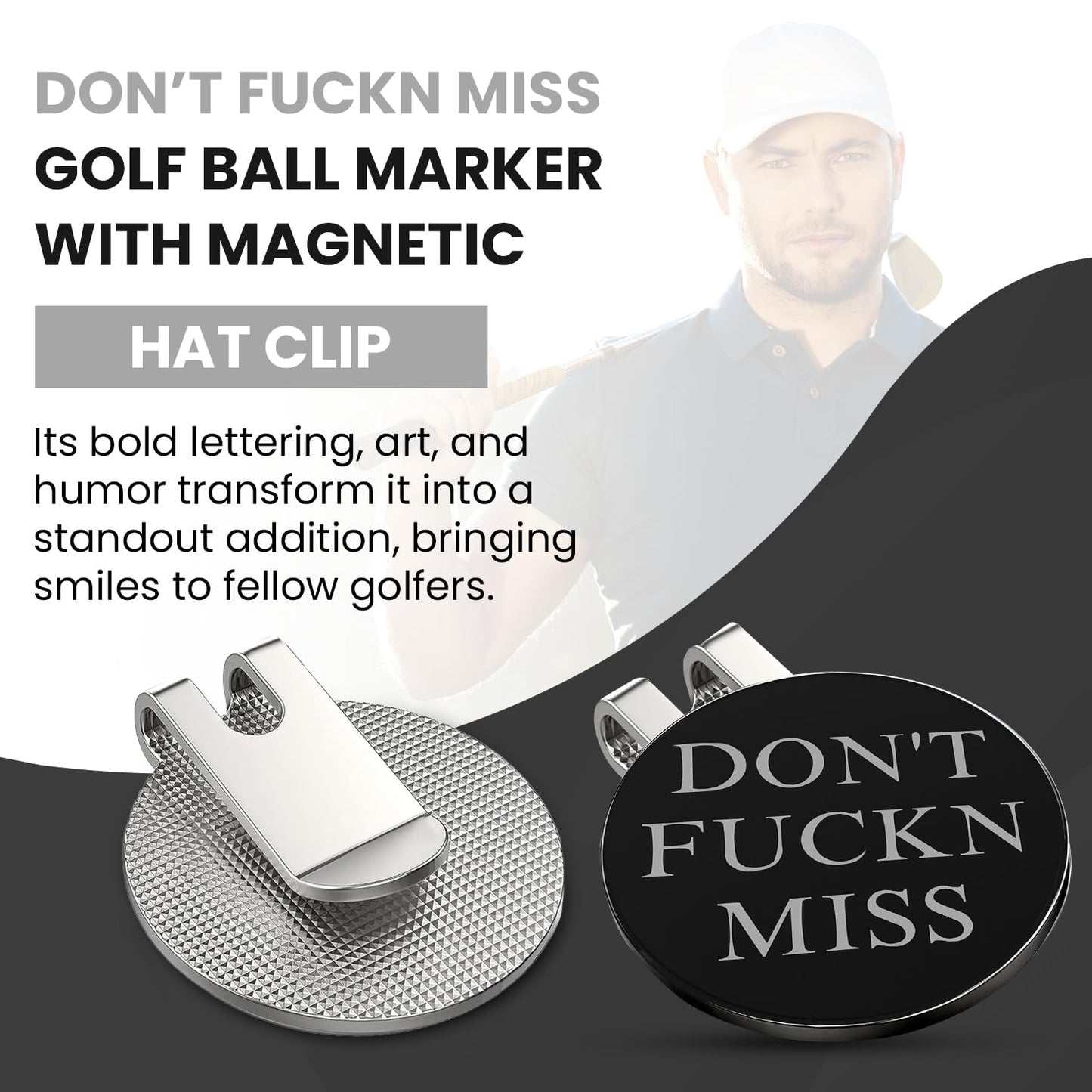 K9King Ultimate Dont FUCKN Miss Ball Marker Magnetic Hat Clip - Premium Golf Accessories Gift Combo Set with Bonus Shooter Golf Ball Marker for Enhanced Golfing Experience | Ideal Gift Ideas