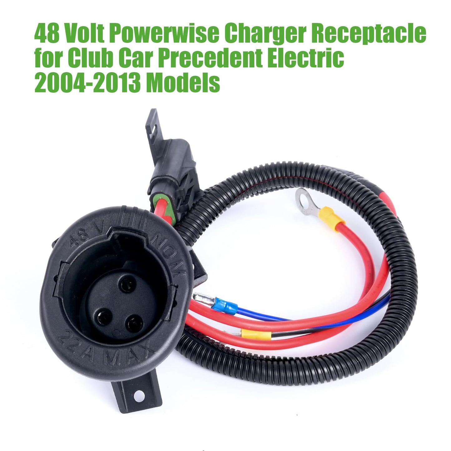 10L0L Golf Cart Charger DC Receptacle for Club Car Precedent 2004-up 48V Electric Carts, Harness Assembly Replaces OEM 103375501 102510201