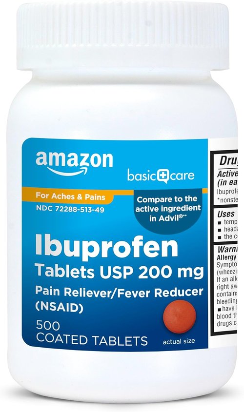 Basic Care Ibuprofen Tablets - Pain Relief & Fever Reducer | 500 Count