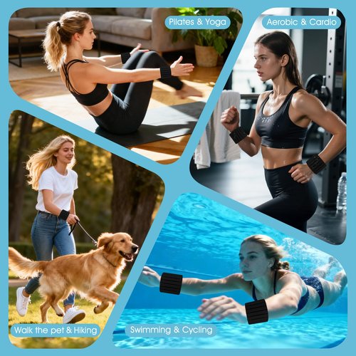 Wrist Weights, Adjustable Magnetic Leg & Arm Weights Bangles 2 Pcs (1LB Each) Silicone Ankle Weights for Women & Men, fits for Gym, Running & Walking, Swimming, Yoga & Pilates (Blackgrey)