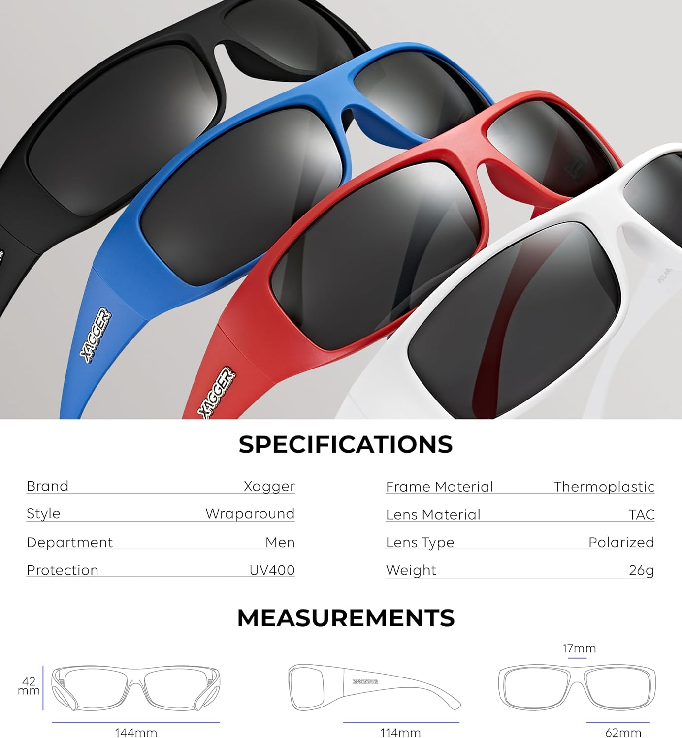 Xagger Sports Polarized Sunglasses - Men's Wrap-Around TR90 Frame for Ultimate Sun Protection