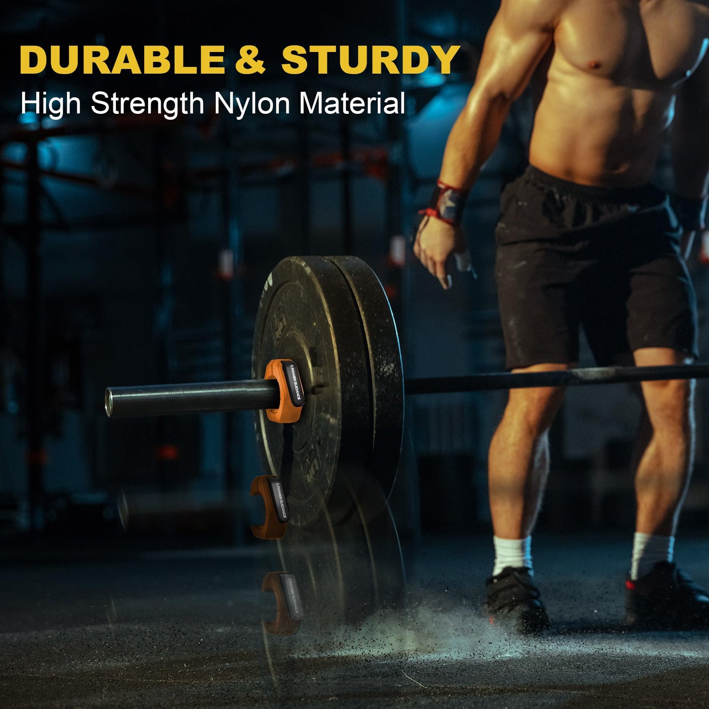 POWER GUIDANCE Barbell Collars Barbell Clips, ONLY for 2 inch Olympic Barbell Clamps, Weight Clamps Quick Release Barbell Collar for Olympic Lifts and Strength Training (Orange)