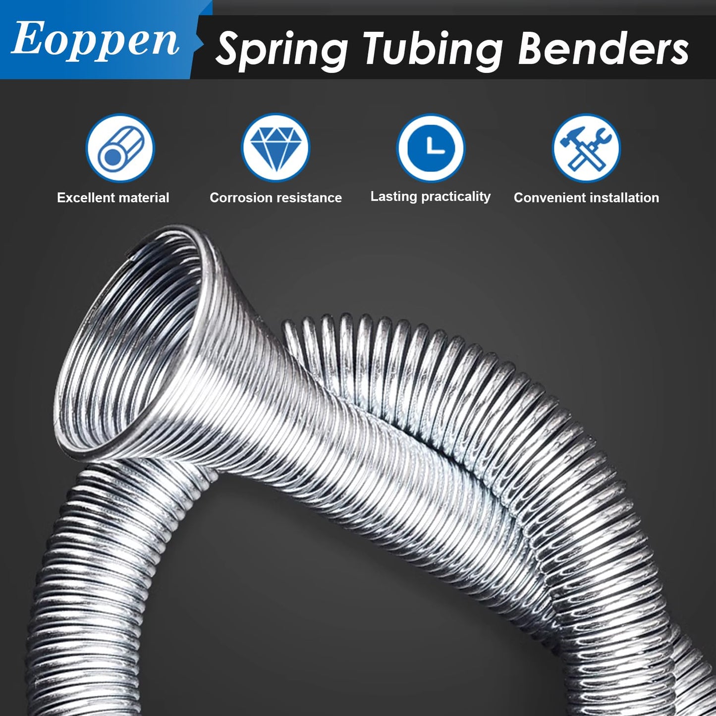Eoppen Spring Tubing Benders Kit 1/4, 5/16, 3/8, 1/2 and 5/8 Inch 5 in 1 Tube Bender Set for Copper, Brass, Aluminum and Thin Steel Tube