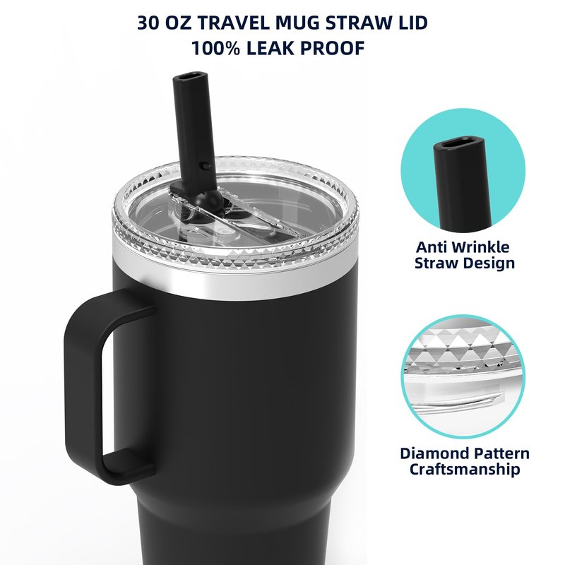 30 oz Tumbler Straw Lid - Stronghold Lid for the YETI Rambler Travel Mugs Only, Replacement Cap BPA Free (30oz Twist Lids 2 pack)