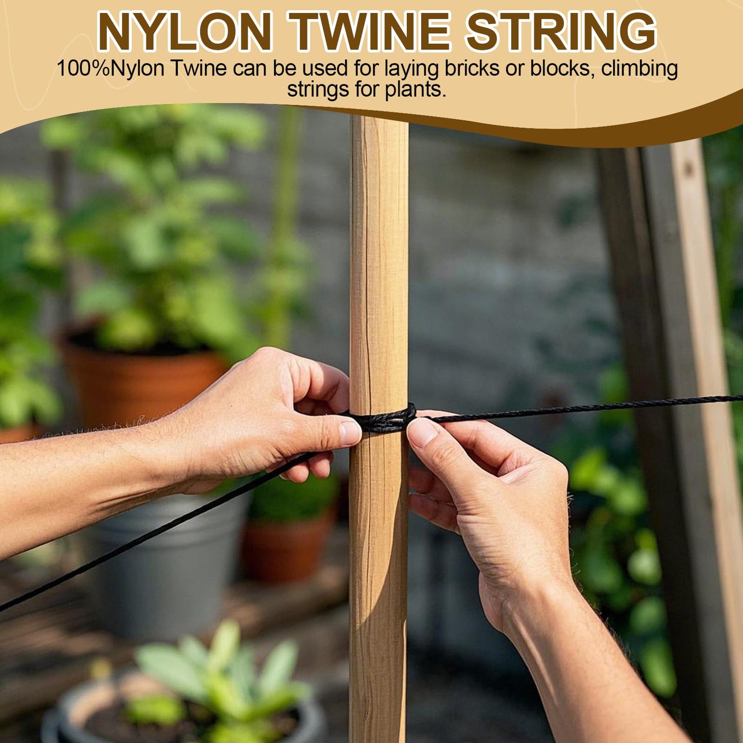 Black Nylon String 984ft 2mm Cord Twine for Garden Tomato Climbing