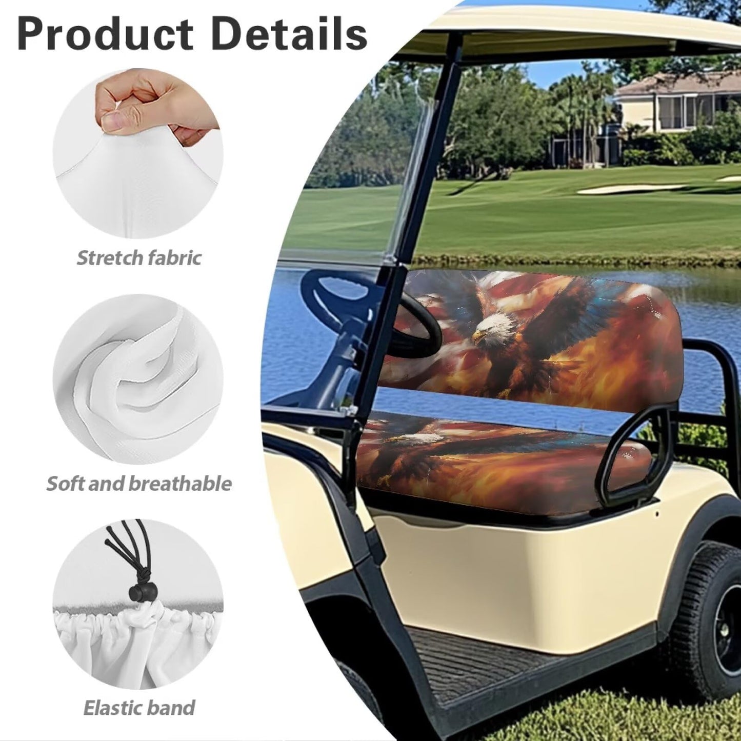 Oramclsy American Flag Golf Cart Seat Covers for Club Car Precedent,Eagle Breathable Seat Covers for Golf Cart A Balance of Warmth in Winter and Cooling in Summer