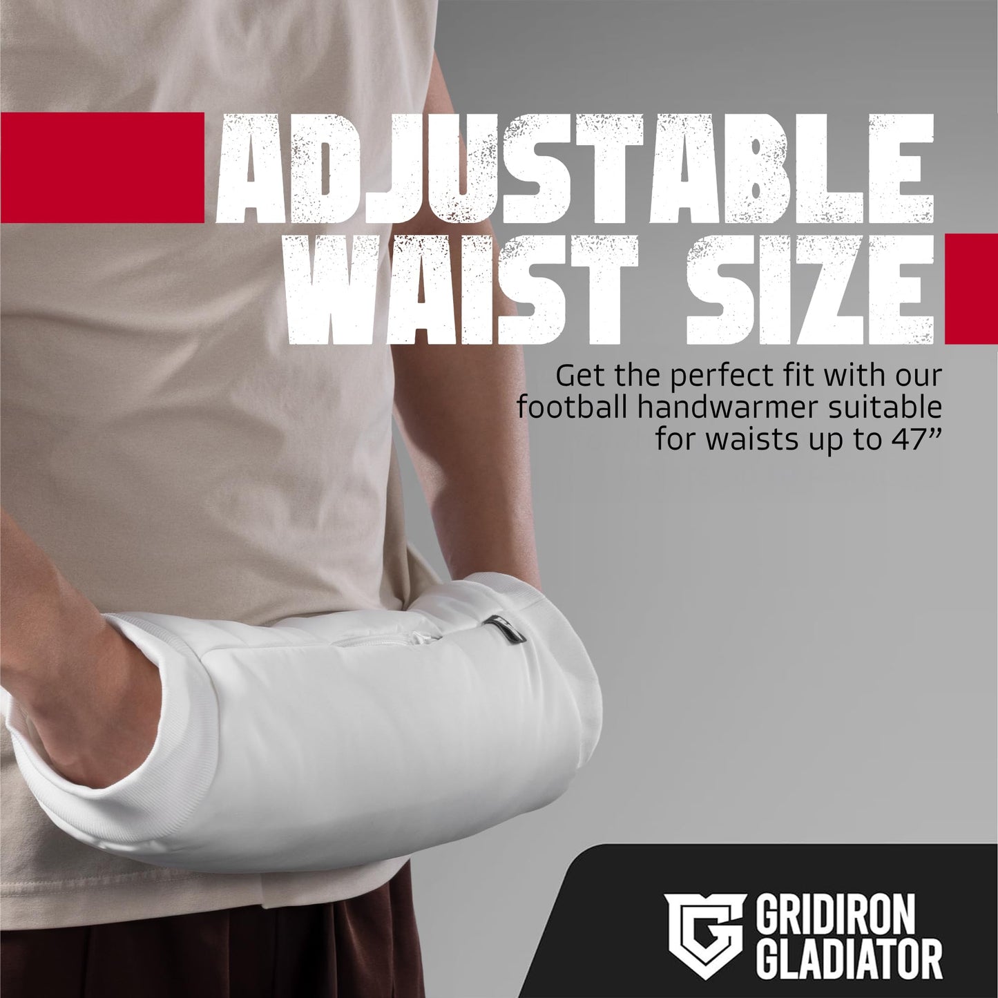 Gridiron Gladiator Football Handwarmer Pouch for Adults - Tactical Hand Muff Warmer - Warming Pouch for Cold Weather - White
