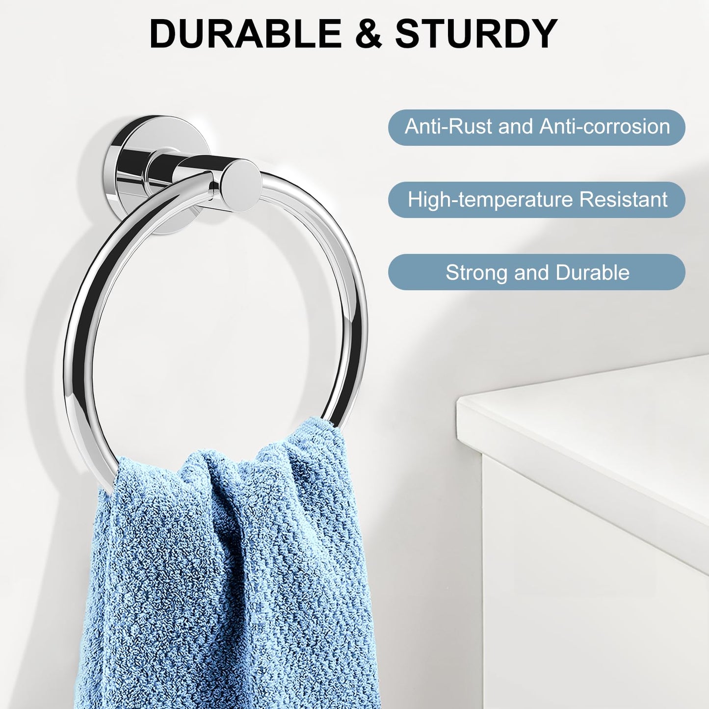 SetSail Towel Holder for Bathroom Wall Stainless Steel Hand Towel Ring Heavy Duty Towel Hanger for Bathroom, ‌Mirror Silver