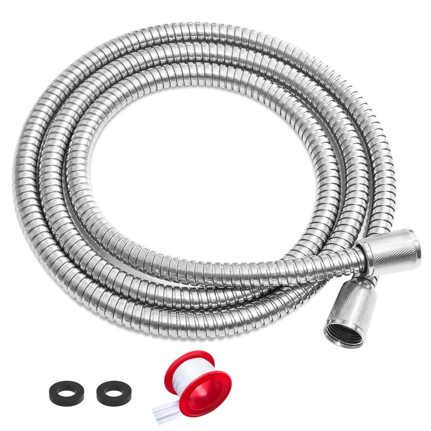 FEELSO 71 Inches Stainless Steel Shower Hose, Extra Long Replacement Hose for Handheld Shower Head with Brass Insert and Nut, Flexible and Durable Shower Hose Extension for RV and Bathroom