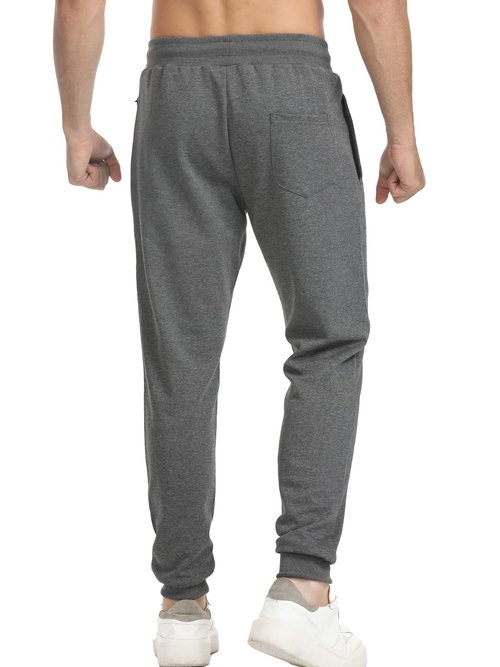Surenow Men's Athletic Sweatpants Active Workout Jogger Pants for Men with Pockets Tapered Drawstring Gym Running Track Pants Dark Gray