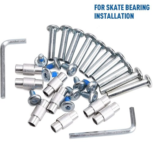 Still Awake Inline Skate Axle Spacer Screw Replacement, Aluminum Alloy Skate Wheel Bearing Spacer, Roller Skate Replacement Accessories with Axle & Axles Screws & Wrench