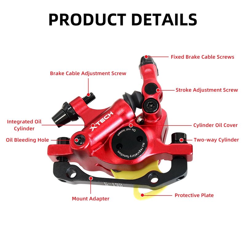 Z00M HB-100 Hydraulic Disc Brake Calipers, MTB Bike Disc Brakes Front & Rear Caliper Set with 160 mm Rotors, Aluminum Alloy Bicycle Disc Brake Kit for eBike, Mountain Bike, Road Bike, Fat Bike