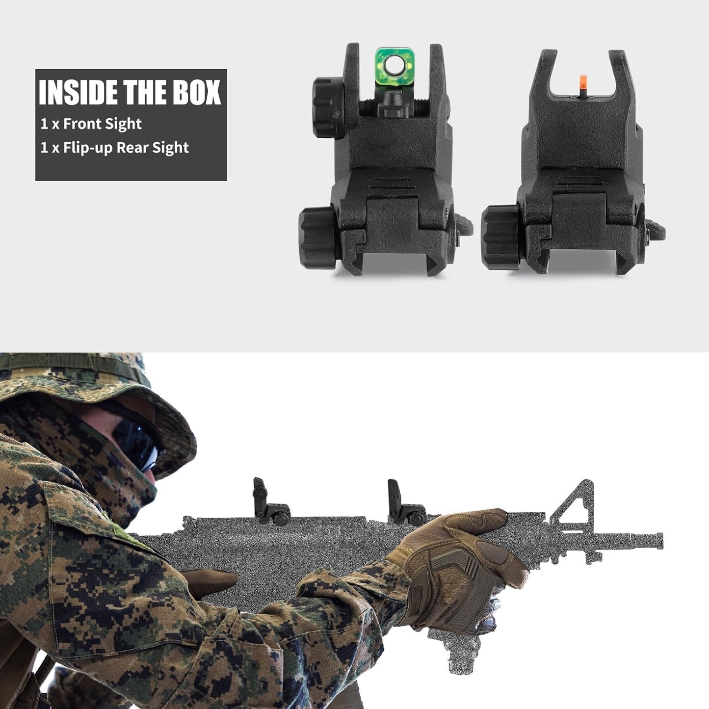 Skiennix Flip Up Sights - Lightweight Front & Rear Tactical Sights for Enhanced Accuracy