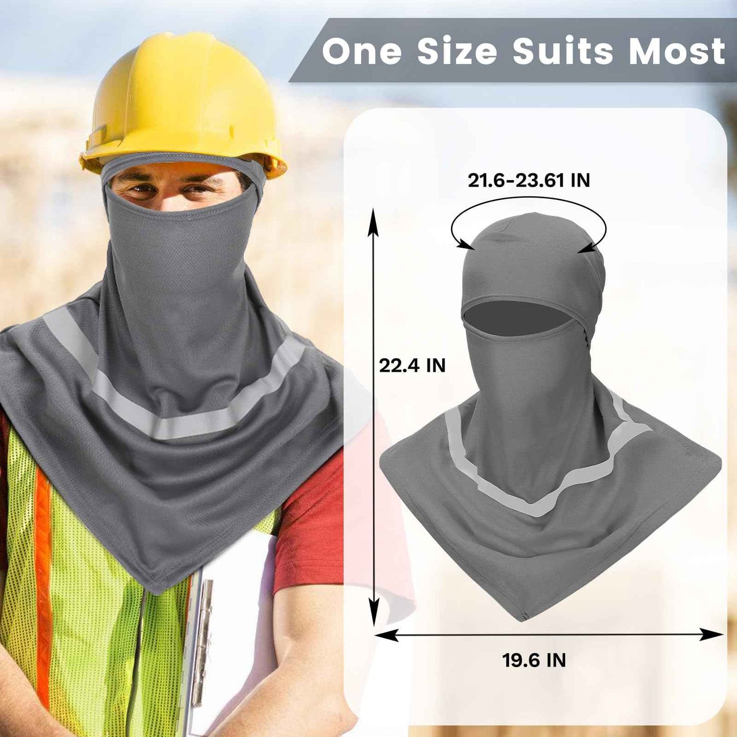 Ultrafun 4 Pcs Hard Hat Sun Shade Full Brim Mesh Balaclava Neck Sun Protection with Reflective Strip(Not Include Hard Hat) (US, Alpha, One Size, 2 Pack-Grey)