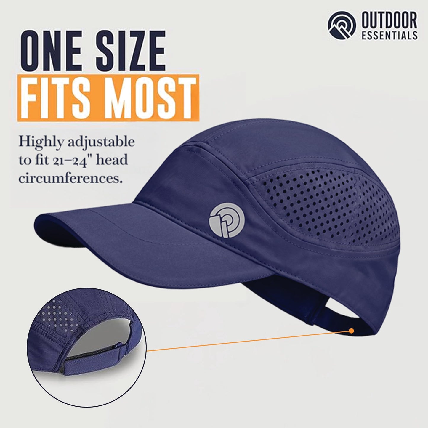 OutdoorEssentials Running Hat - Breathable Running Hats for Women & Men - Jogging Exercise Hiking Cap - Trail Baseball Tennis Navy