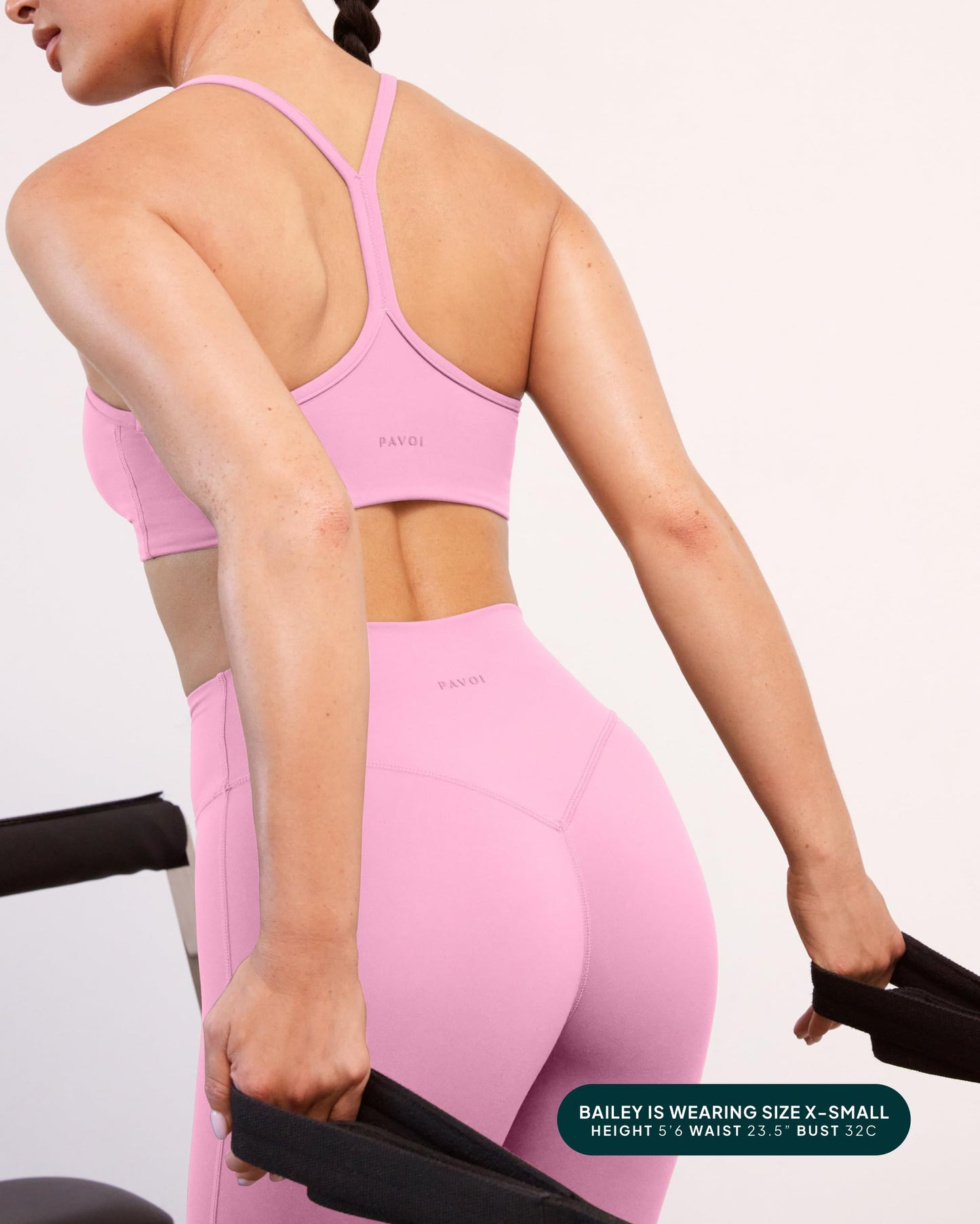 PAVOI ACTIVE Yoga Racerback Bras for Women - Buttery Soft Low Support Scoop Neck Y-Back Thin Strap Sports Bra - FlexFlow - Small, Bubblegum, A-C Cups