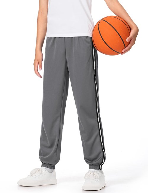 Auranso Boys Sweatpants 3 Pack Mesh Quick Dry Athletic Pants Lightweight Kids Joggers with Pockets 9-10 Years Black Dark-Grey Navy