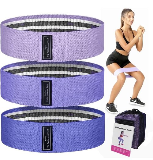 Moss Performance Premium Fabric Resistance Bands Set, 3 Workout Band Levels, for Strength Training, Pilates, Yoga, Physical Therapy, Home Exercise, & More