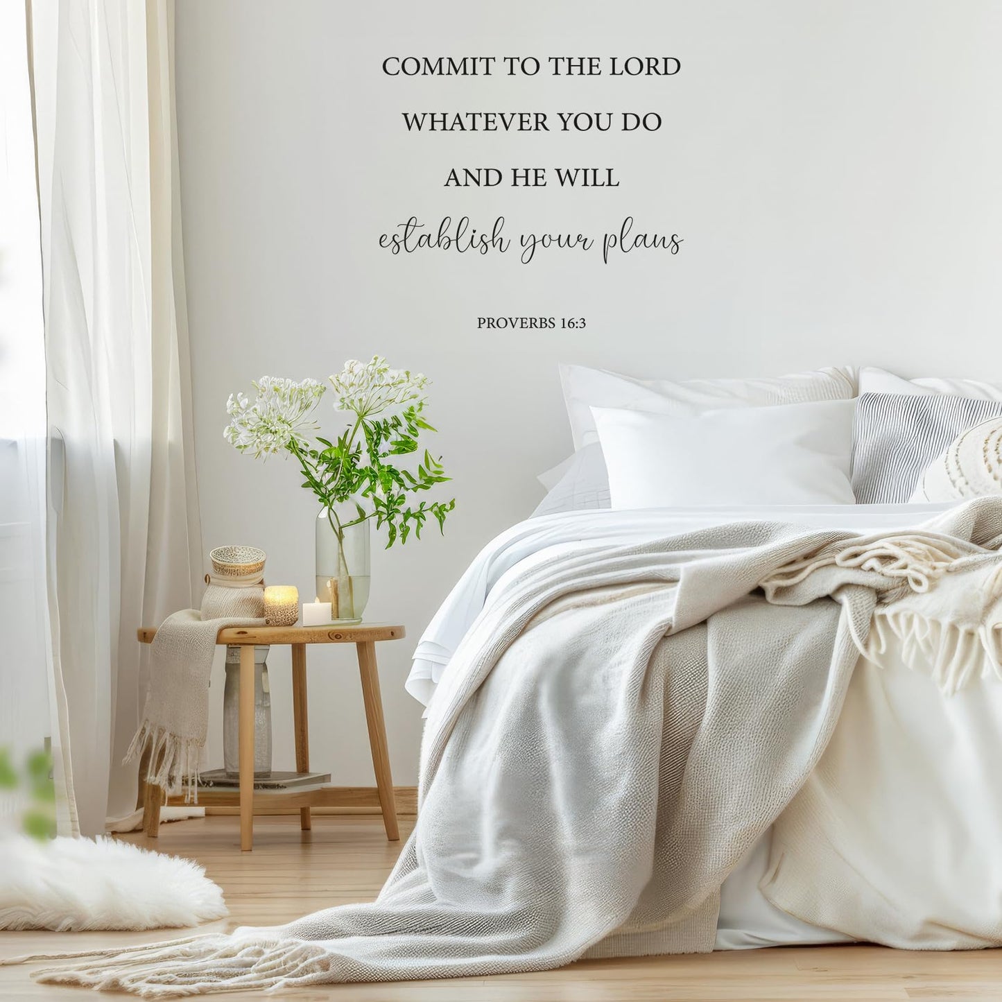 BBTO Bible Verse Wall Stickers Inspirational Quote Wall Decals Religious Motivational Scripture Sticker Peel and Stick for Bedroom Living Room Office Bathroom(God Love Us)