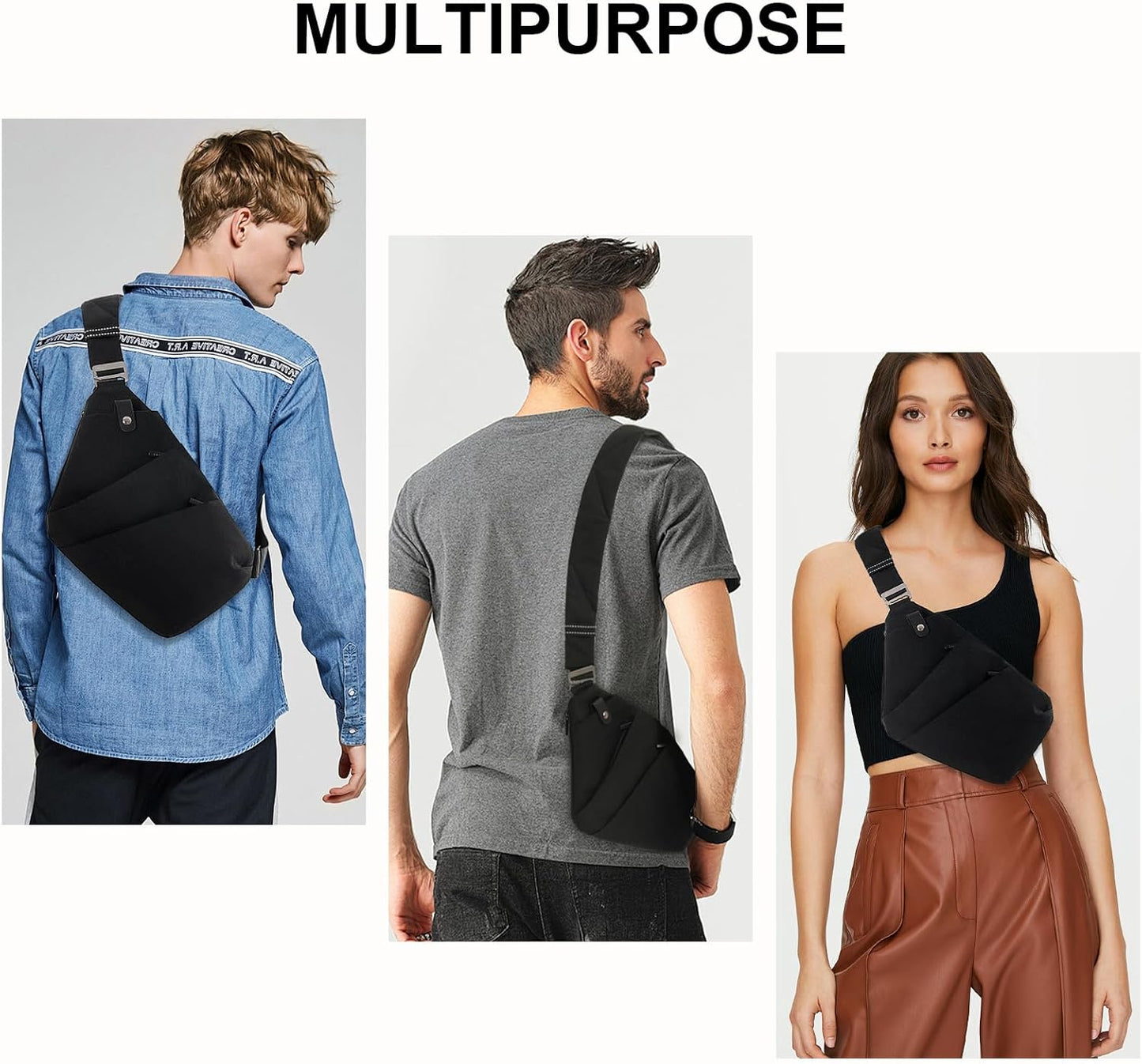 OSOCE Lightweight Sling Bag - Anti-Theft Crossbody for Men & Women | Casual Travel & Hiking | Black, Large