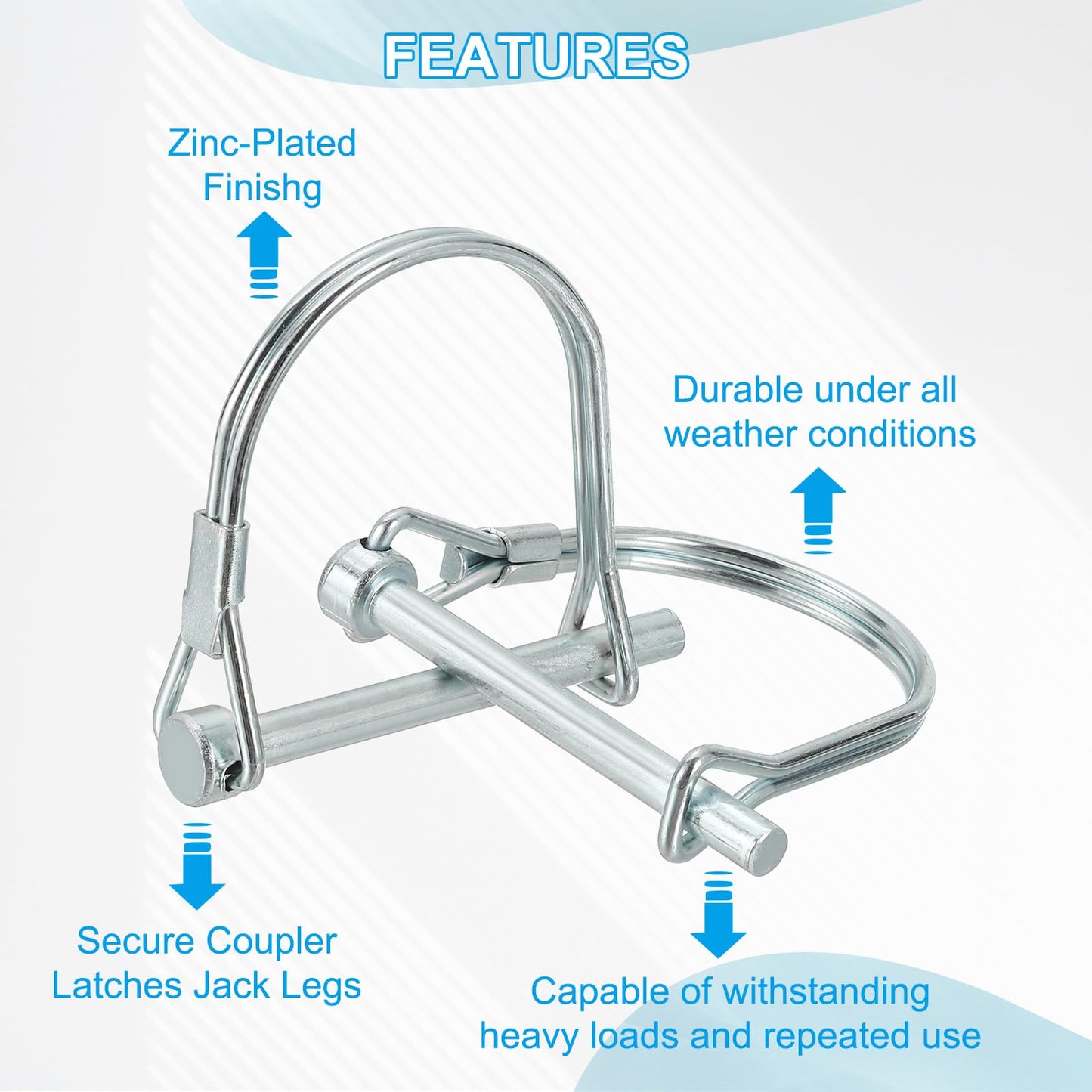 PATIKIL Trailer Coupler Pin 3/8x2-3/8x1.97"(D*L*IW), 4 Pcs Wire Lock Pin Safety Shaft Locking Pin Round Pto Pins for Farm Trailers Lawn Hitches Garden Tractor Kayak Boat (9.2x60x50mm)