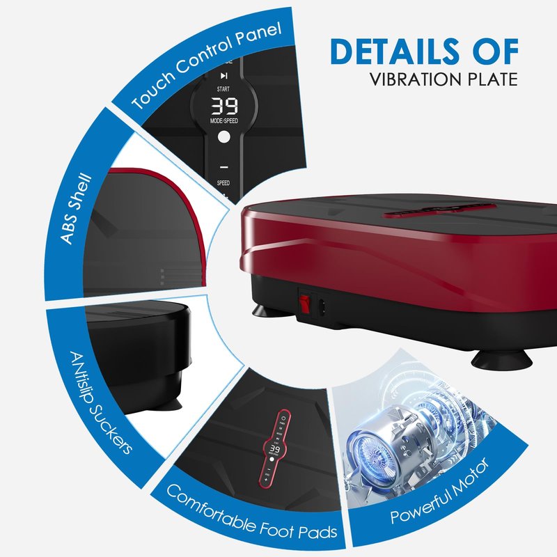 Natini Vibration Plate Exercise Machine, Vibration Plate for Lymphatic Drainage, Whole Body Workout Vibration Fitness Platform, Relieve Pain & Weight Loss & Toning(Red)