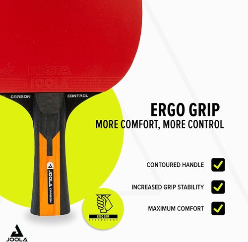 JOOLA Carbon Control Performance Ping Pong Paddle - Ergonomic Grip & Vibration Control | ITTF Approved, Red