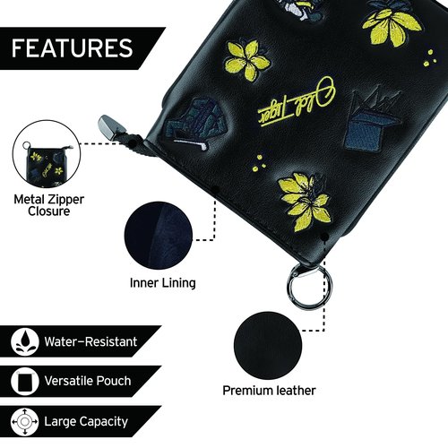 Swig Sip Golf Pouch Bag - Waterproof Compact Golf Ball & Tee Organizer, Handcrafted Zipped Pouch for Keys and Phone, Soft Fleece Lined, Golfing Gear for Course & Travel (Black)