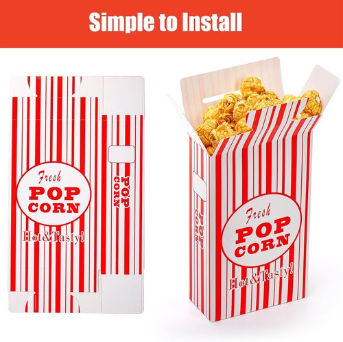 Bekith 100-Pack Paper Popcorn Boxes - Close-Top Containers for Movie Nights & Parties