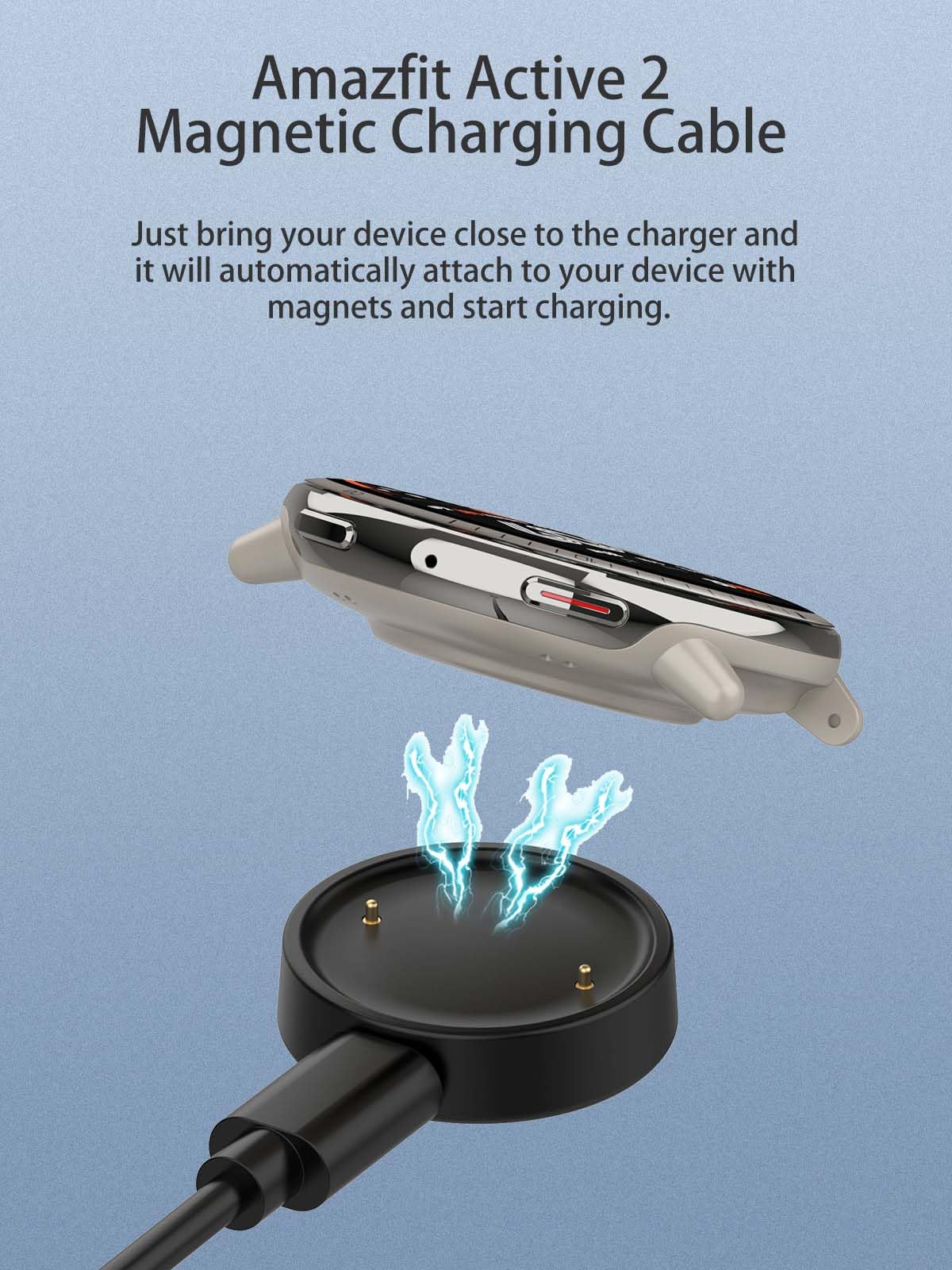 Charger for Amazfit Active 2/Active 2 Square,NOUKAJU Magnetic USB Charging Cable 3.28ft/1m,Charger Cable Replacement for Amazfit Active 2 Smart Watch(Black)