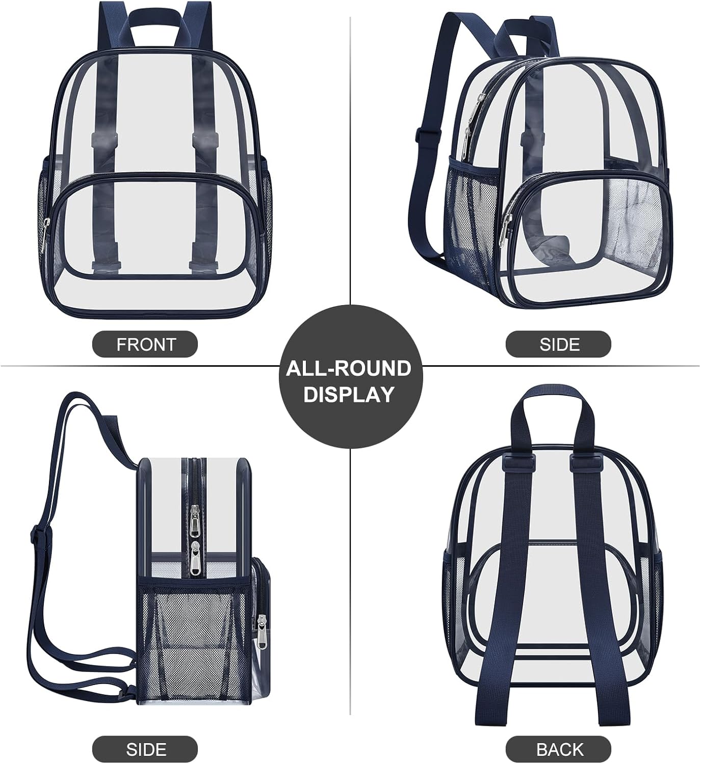 USPECLARE Clear Backpack - Stadium-Approved Small Bag for Concerts, Sports & Travel | 11.5x9.5x6