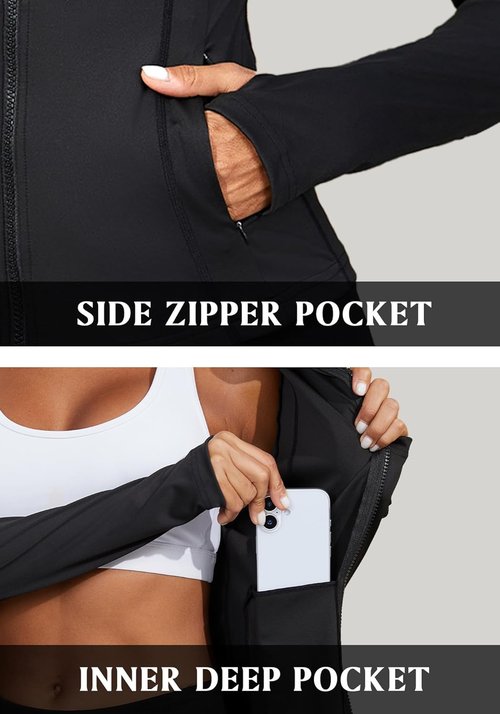 Bosmeer Workout Jackets for Women - Lightweight Zip-Up Slim Fit Yoga & Running Jacket | Stretchy, Cropped Design