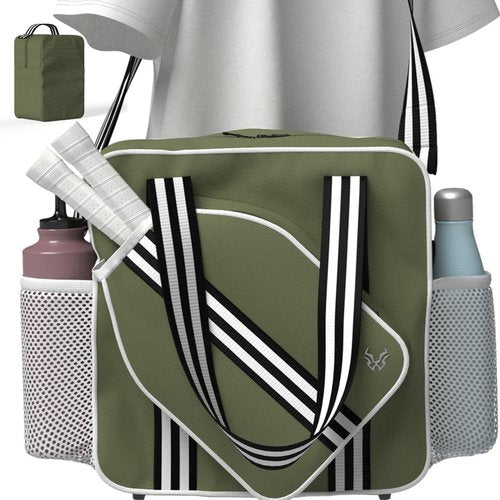 LITMON Pickleball Tote Bag - Detachable Cooler & Fence Hooks – Large Sports Bag for Women & Men, Holds Paddles & Balls (Khaki)